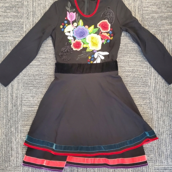 Just Cavalli Black Floral Embroidered Dress sz 40 - Picture 7 of 13